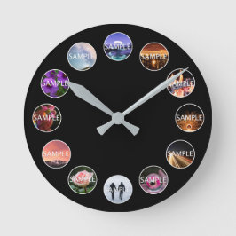 Aangepast wit omhuld 12-fotoklok  ronde klok