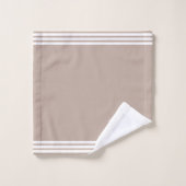 Aangepast wit paard & drie strepen op licht beige bad handdoek (Wasdoekje)