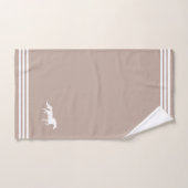 Aangepast wit paard & drie strepen op licht beige bad handdoek (Handdoek)