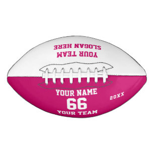 Aangepast wit roze Football met Naam, Aantal, Team