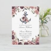 Aangepast wit roze Paarse anker en bloemig Lijst Kaart (Staand voorkant)