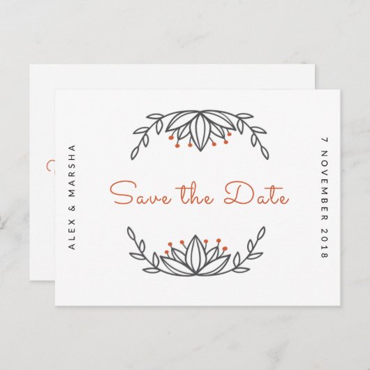 Aangepast - Witte vulling Sla de datum op Briefkaart (Voorkant / Achterkant)