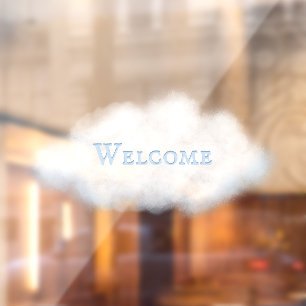 Aangepast woord op wollige witte wolk nr. 2 sprook raamsticker