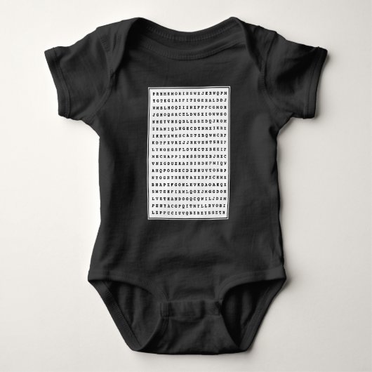 Aangepast woord van 12 Word-familie Zoeken Romper (Voorkant)