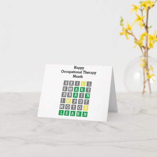 Aangepast Wordle voor gelukkige ergotherapiemaand Kaart (Gele Bloem)
