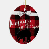 Aangepast XMAS Ornament Red Buffalo Plays Beer (Rechts)