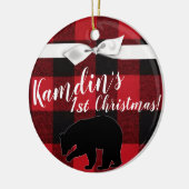 Aangepast XMAS Ornament Red Buffalo Plays Beer (Links)