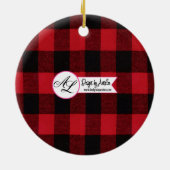 Aangepast XMAS Ornament Red Buffalo Plays Beer (Achterkant)