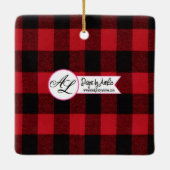 Aangepast XMAS Ornament Red Buffalo Plays Beer (Achterkant)
