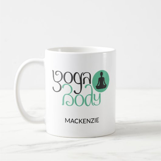 Aangepast Yoga-lichaam met Yoga Pose Graphic Coff Koffiemok (Links)