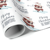 Aangepast Yogi de polair Beer Skiing Santa Claus Cadeaupapier (Rol Hoek)