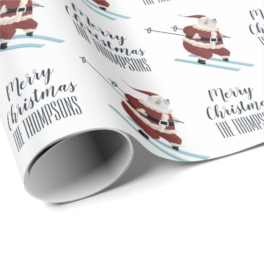 Aangepast Yogi de polair Beer Skiing Santa Claus Cadeaupapier (Rol Hoek)