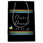 Aangepast, zacht regenboogretro-strips medium cadeauzakje (Voorkant)