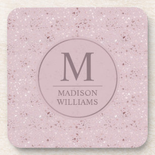 Aangepast Zachte Blush Pastel Roze Gouden Glitter  Bier Onderzetter
