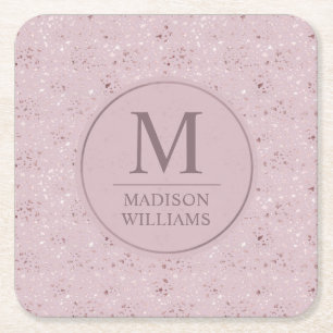 Aangepast Zachte Blush Pastel Roze Gouden Glitter Kartonnen Onderzetters