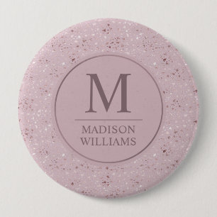 Aangepast Zachte Blush Pastel Roze Gouden Glitter Ronde Button 4,0 Cm