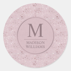 Aangepast Zachte Blush Pastel Roze Gouden Glitter Ronde Sticker