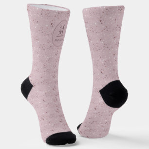 Aangepast Zachte Blush Pastel Roze Gouden Glitter Sokken