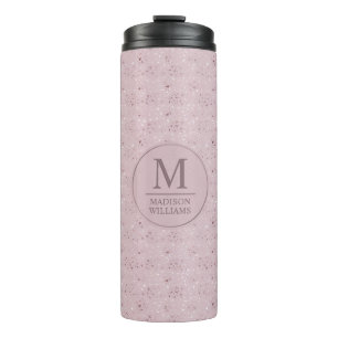 Aangepast Zachte Blush Pastel Roze Gouden Glitter Thermosbeker