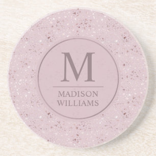 Aangepast Zachte Blush Pastel Roze Gouden Glitter Zandsteen Onderzetter