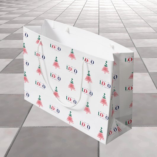 Aangepast zakelijk bedrijfslogo & kerstboom groot cadeauzakje