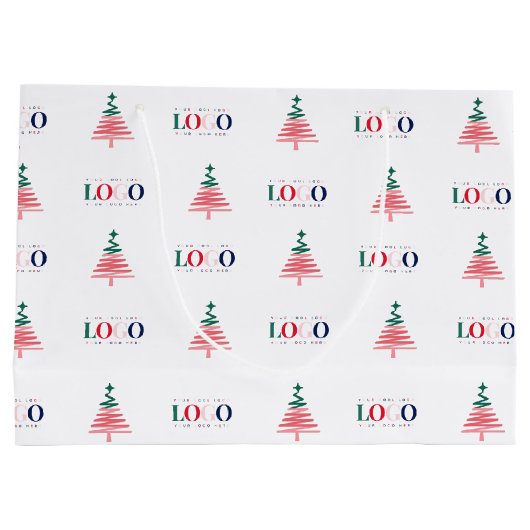 Aangepast zakelijk bedrijfslogo & kerstboom groot cadeauzakje (Achterkant)