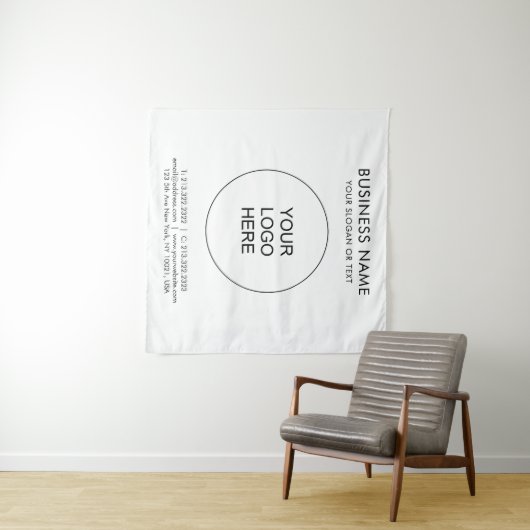 Aangepast zakelijk bedrijfslogo tekst vierkant sja wandkleed (In Situ (horizontaal))