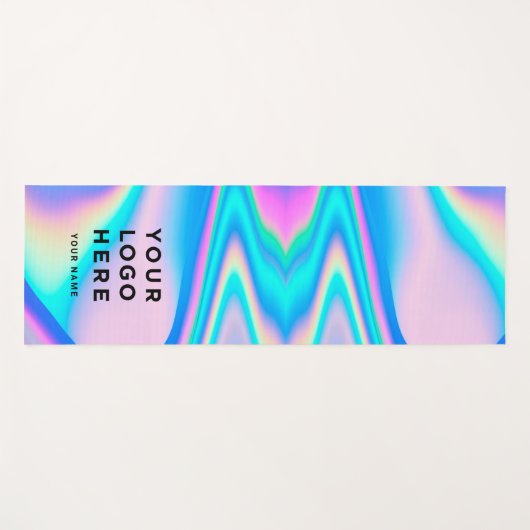 Aangepast zakelijk Logo Abstract Roze Holografisch Yogamat (Voorkant (horizontaal))