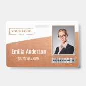 Aangepast zakelijk logo barcode foto medewerker ro badge (Voorzijde)