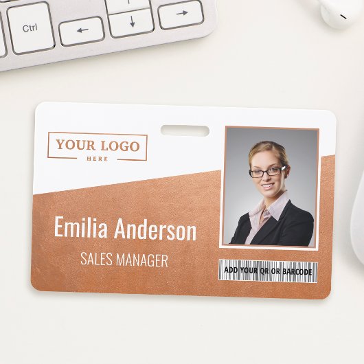Aangepast zakelijk logo barcode foto medewerker ro badge