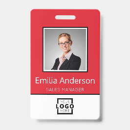 Aangepast zakelijk logo Basis naam werknemer foto Badge
