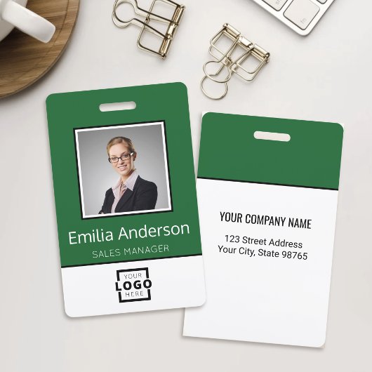 Aangepast zakelijk logo basis naam werknemer foto badge
