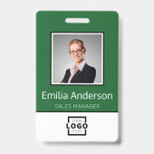 Aangepast zakelijk logo basis naam werknemer foto badge (Voorzijde)