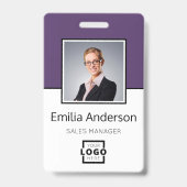 Aangepast zakelijk logo Basis streepjescode Foto v Badge (Voorzijde)