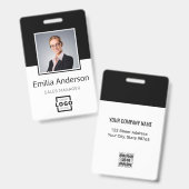 Aangepast zakelijk logo Basis streepjescode Foto v Badge (Voor- en achterkant)