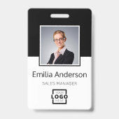 Aangepast zakelijk logo Basis streepjescode Foto v Badge (Voorzijde)
