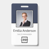 Aangepast zakelijk logo Basis streepjescode Werkne Badge (Voorzijde)