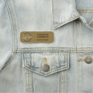 Aangepast zakelijk logo basis werknemer goud perso naamplaatje