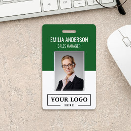 Aangepast zakelijk logo Basis Werknemersfoto Groen Badge