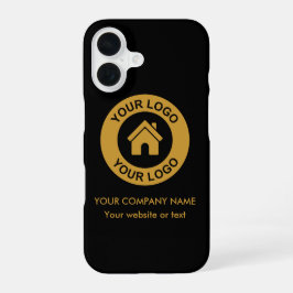 Aangepast zakelijk logo bedrijfsnaam en website iP iPhone 16 Hoesje