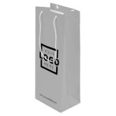 Aangepast zakelijk logo Bedrijfsreclame grijs Wijn Cadeautas (Voorkant Gekanteld)