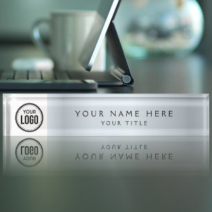 Aangepast zakelijk logo elegante gradiënt zilver naambordje