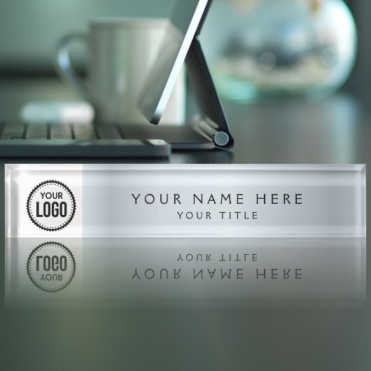 Aangepast zakelijk logo elegante gradiënt zilver naambordje
