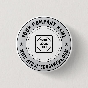 Aangepast zakelijk logo en tekst promotioneel ontw ronde button 3,2 cm