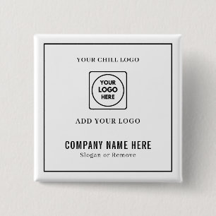 Aangepast zakelijk logo en tekst rechthoekig ontwe vierkante button 5,1 cm