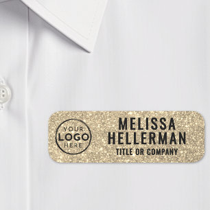 Aangepast zakelijk logo goud glitter naamplaatje