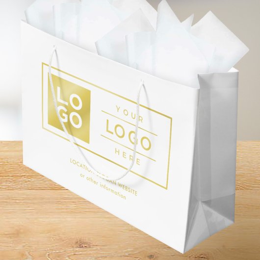 Aangepast Zakelijk Logo Goud Wit Merklogo Groot Cadeauzakje
