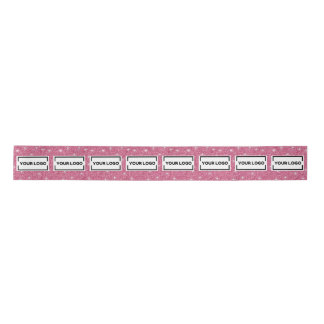 Aangepast zakelijk logo heet roze glinster satijnen lint