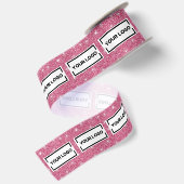 Aangepast zakelijk logo heet roze glinster satijnen lint (Achterkant)
