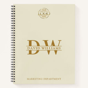 Aangepast zakelijk logo & merk monogram initialen notitieboek